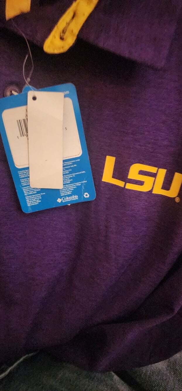 LSU Tigers Columbia Omni-Shade Mens Tech Trail Polo FPS 50 NWT New B15 - Picture 7 of 9